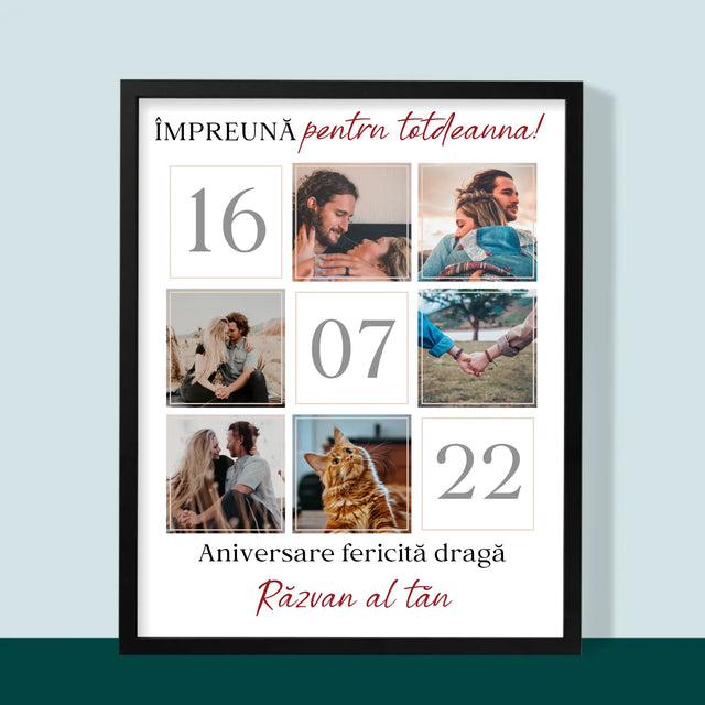 Colaj De Fotografii: Împreună Pentru Totdeauna! - Imprimare Cu Ramă 30X40 (Verticală)