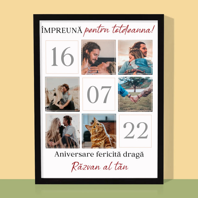 Colaj De Fotografii: Împreună Pentru Totdeauna! - Imprimare Cu Ramă 30X40 (Verticală)