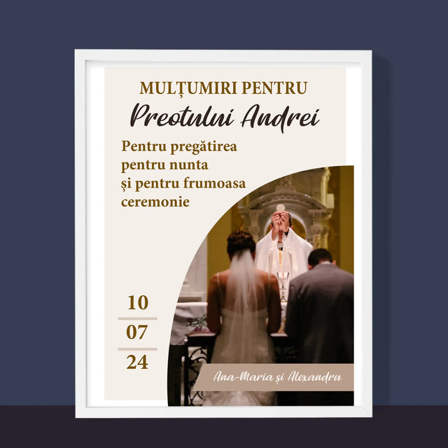 Fotografie Si Semnătură: Mulțumim Pentru Nunta Noastră - Imprimare Cu Ramă 30X40 (Verticală)