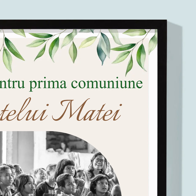 Fotografie Si Semnătură: Mulțumiri Pentru Prima Comuniune - Imprimare Cu Ramă 30X40 (Verticală)