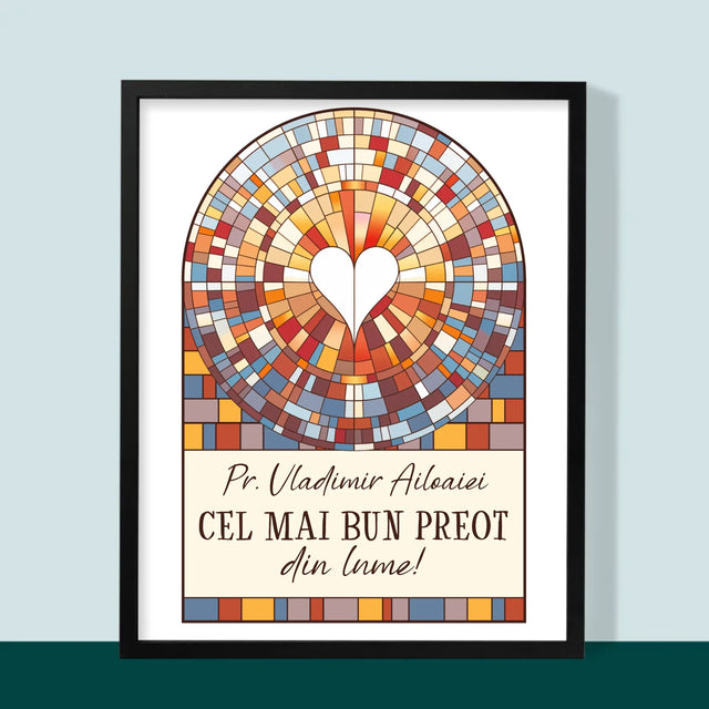 Numele Și Semnătura: Cel Mai Bun Preot Din Lume - Imprimare Cu Ramă 30X40 (Verticală)