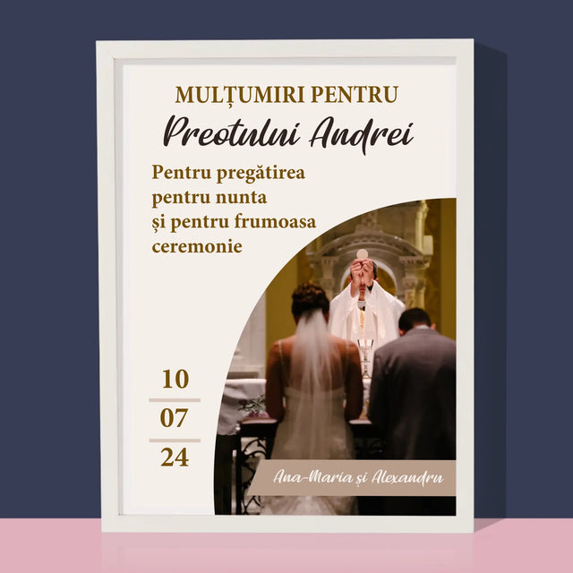 Fotografie Si Semnătură: Mulțumim Pentru Nunta Noastră - Imprimare Cu Ramă 30X40 (Verticală)
