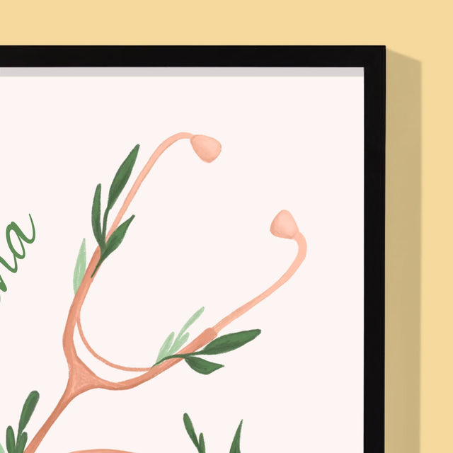 Fotografie Si Semnătură: Stetoscopul Cu Flori - Imprimare Cu Ramă 30X40 (Verticală)