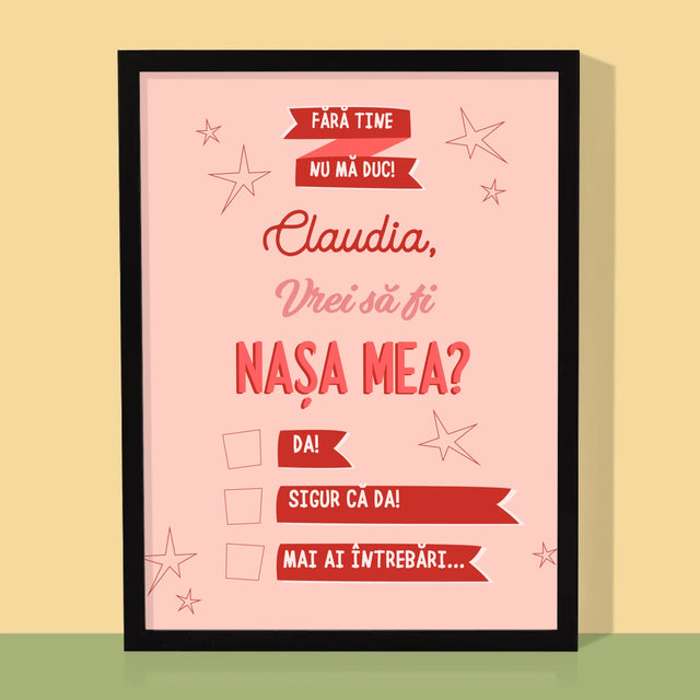 Numele Și Semnătura: Fără Tine Nu Mă Duc - Imprimare Cu Ramă 30X40 (Verticală)