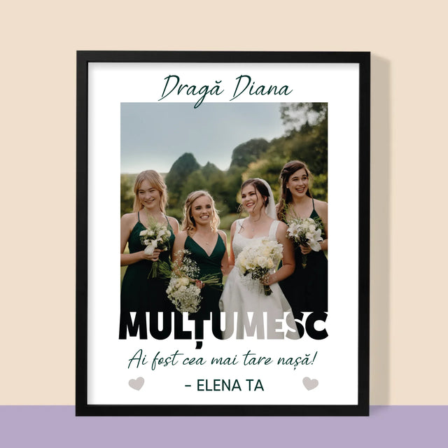 Fotografie Si Semnătură: Ai Fost Cea Mai Tare Nașă! - Imprimare Cu Ramă 30X40 (Verticală)