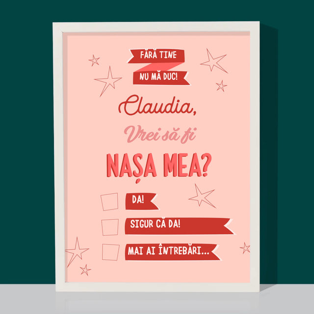 Numele Și Semnătura: Fără Tine Nu Mă Duc - Imprimare Cu Ramă 30X40 (Verticală)