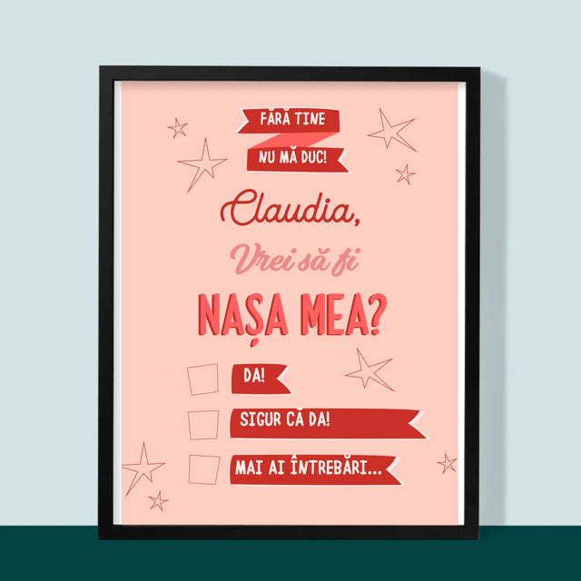 Numele Și Semnătura: Fără Tine Nu Mă Duc - Imprimare Cu Ramă 30X40 (Verticală)