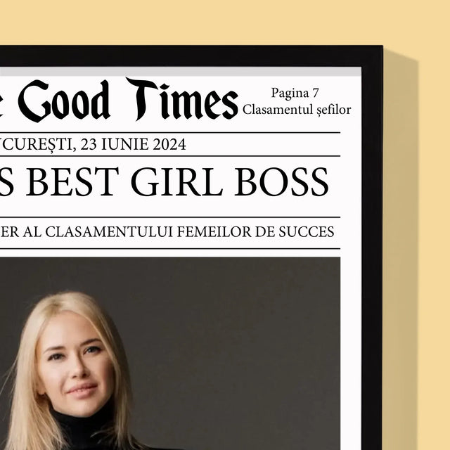 Copertă Derevistă: World’S Best Girl Boss - Imprimare Cu Ramă 30X40 (Verticală)