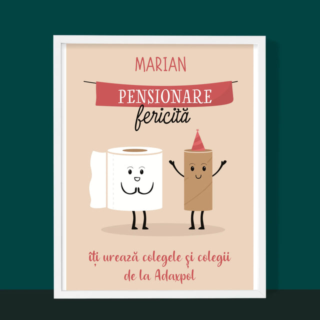 Numele Și Semnătura: Pensionare Fericită - Imprimare Cu Ramă 30X40 (Verticală)