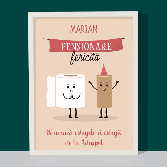 Numele Și Semnătura: Pensionare Fericită - Imprimare Cu Ramă 30X40 (Verticală)