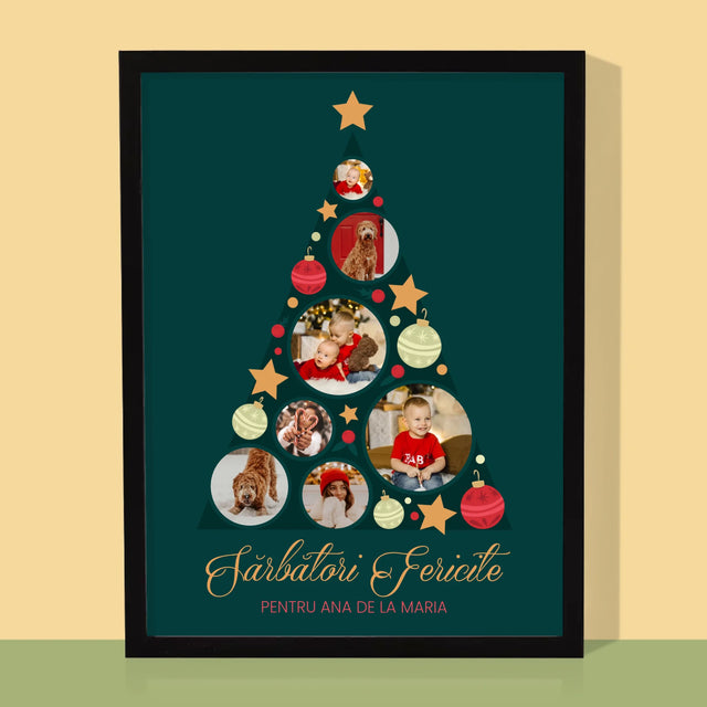 Colaj De Fotografii: Brad, Jucării De Brad - Imprimare Cu Ramă 30X40 (Verticală)