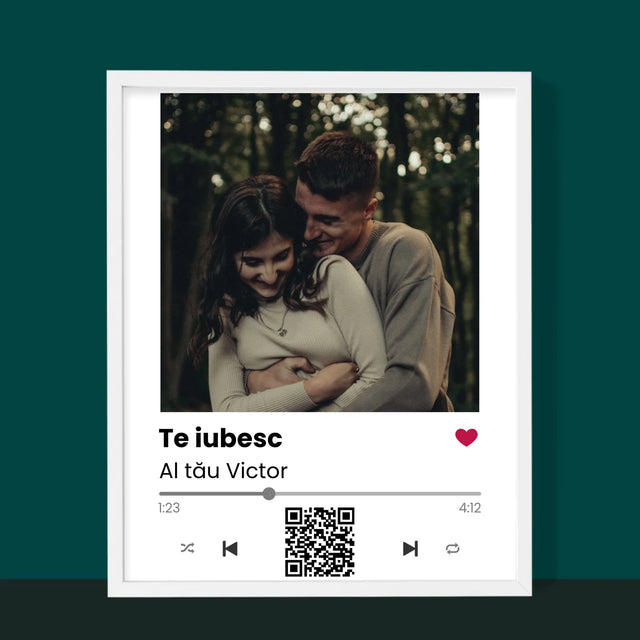 Fotografie Si Semnătură: Spotify Cu Cod Qr - Imprimare Cu Ramă 30X40 (Verticală)