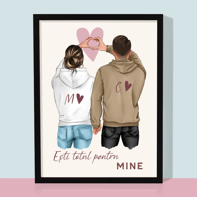 Creator De Personaj: Cuplu Inimă - Imprimare Cu Ramă 30X40 (Verticală)