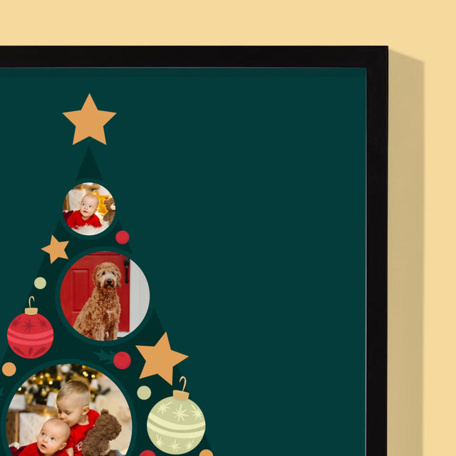 Colaj De Fotografii: Brad, Jucării De Brad - Imprimare Cu Ramă 30X40 (Verticală)