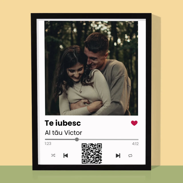Fotografie Si Semnătură: Spotify Cu Cod Qr - Imprimare Cu Ramă 30X40 (Verticală)