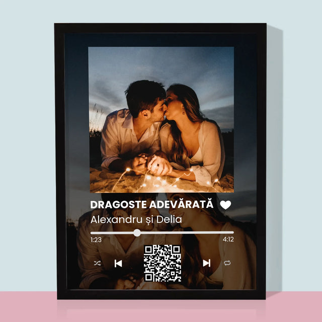 Fotografie Si Semnătură: Spotify Cu Fotografiile Tale Și Codul Qr - Imprimare Cu Ramă 30X40 (Verticală)