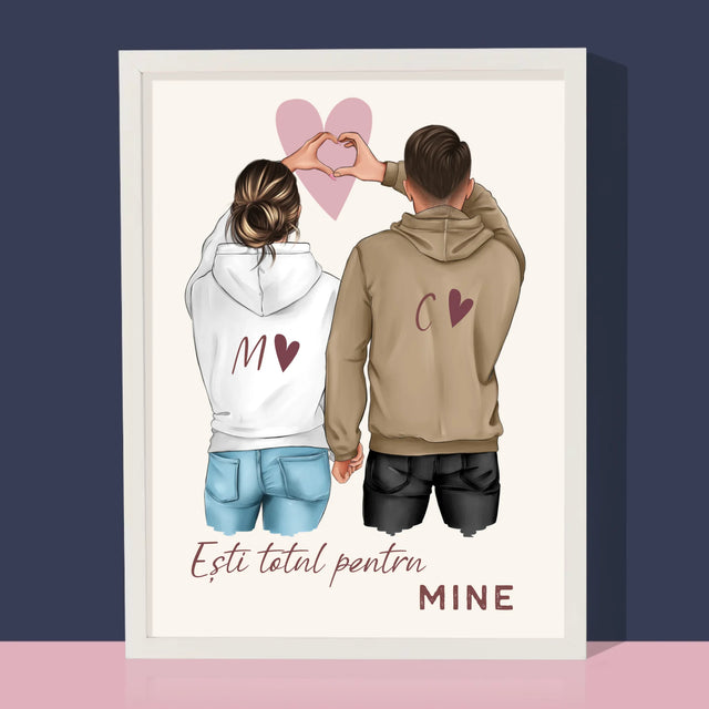 Creator De Personaj: Cuplu Inimă - Imprimare Cu Ramă 30X40 (Verticală)