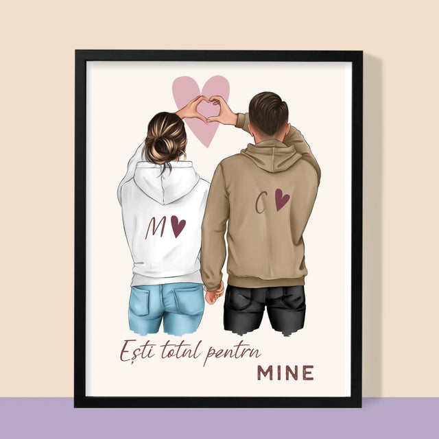 Creator De Personaj: Cuplu Inimă - Imprimare Cu Ramă 30X40 (Verticală)