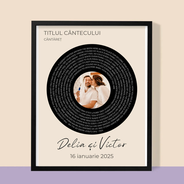 Fotografie Si Semnătură: Textul Cântecului Cu Fotografia Ta - Imprimare Cu Ramă 30X40 (Verticală)