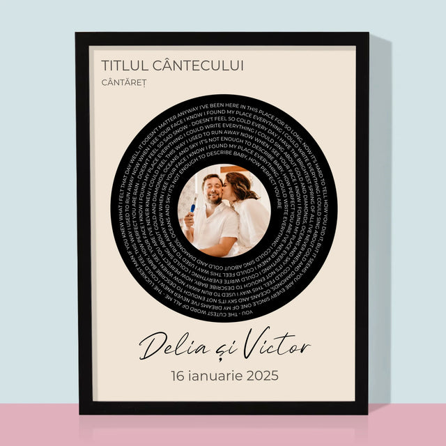 Fotografie Si Semnătură: Textul Cântecului Cu Fotografia Ta - Imprimare Cu Ramă 30X40 (Verticală)