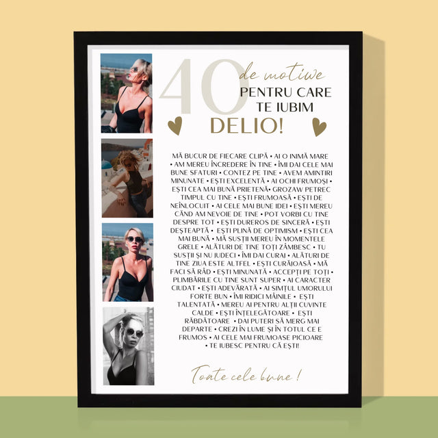 Colaj De Fotografii: 40 De Motive - Imprimare Cu Ramă 30X40 (Verticală)