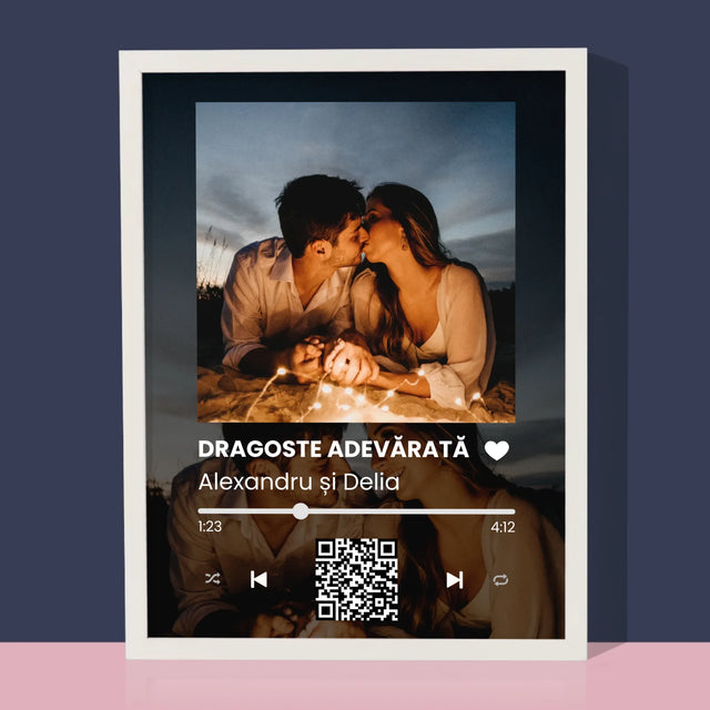 Fotografie Si Semnătură: Spotify Cu Fotografiile Tale Și Codul Qr - Imprimare Cu Ramă 30X40 (Verticală)
