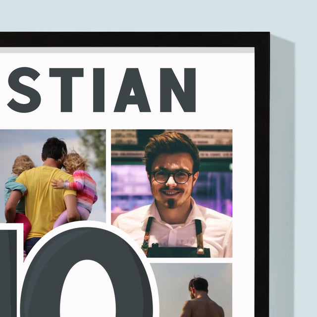 Colaj De Fotografii: 40 De Ani - Imprimare Cu Ramă 30X40 (Verticală)