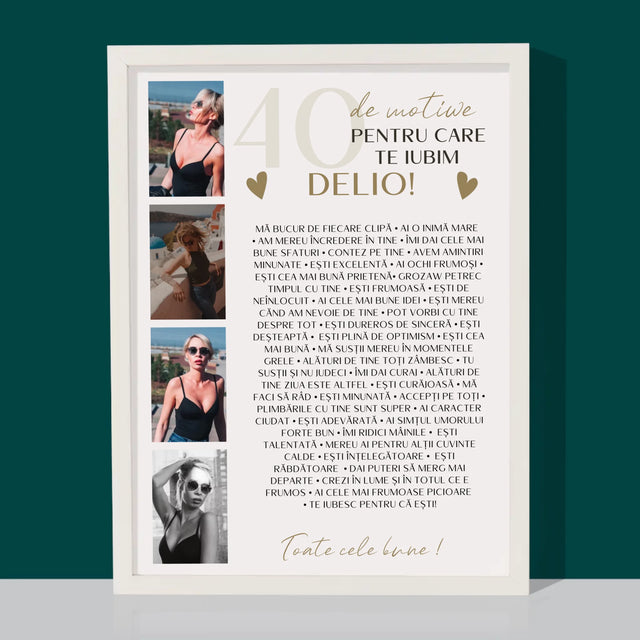 Colaj De Fotografii: 40 De Motive - Imprimare Cu Ramă 30X40 (Verticală)