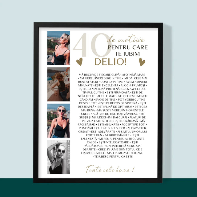 Colaj De Fotografii: 40 De Motive - Imprimare Cu Ramă 30X40 (Verticală)