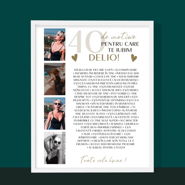 Colaj De Fotografii: 40 De Motive - Imprimare Cu Ramă 30X40 (Verticală)