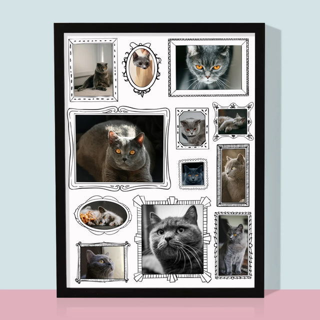 Colaj De Fotografii: Perete Galereia Cu Pisic - Imprimare Cu Ramă 30X40 (Verticală)