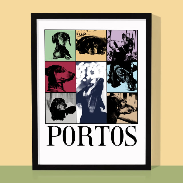 Colaj De Fotografii: Cățeluș Ca Taylor - Imprimare Cu Ramă 30X40 (Verticală)