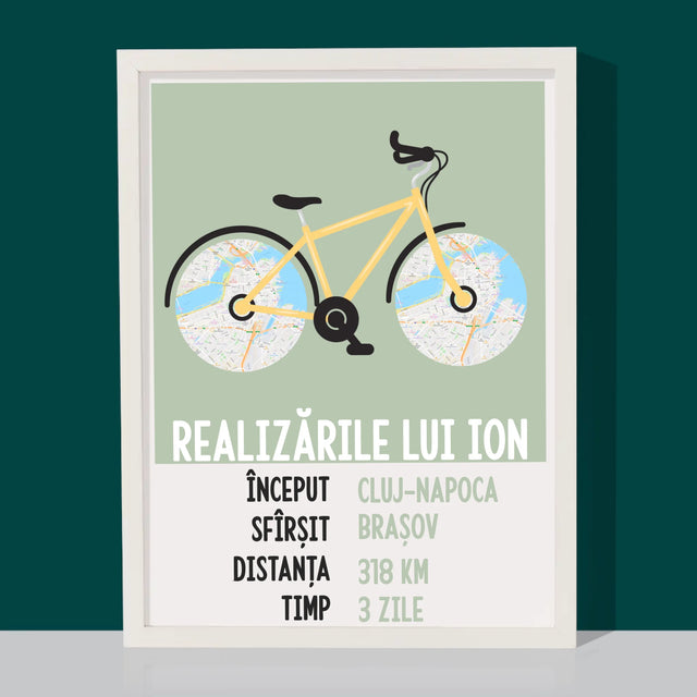 Harta Oraș: Realizările Biciclistului - Imprimare Cu Ramă 30X40 (Verticală)