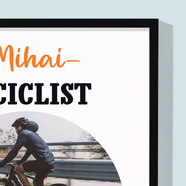 Fotografie Si Semnătură: Biciclist La Medalie - Imprimare Cu Ramă 30X40 (Verticală)