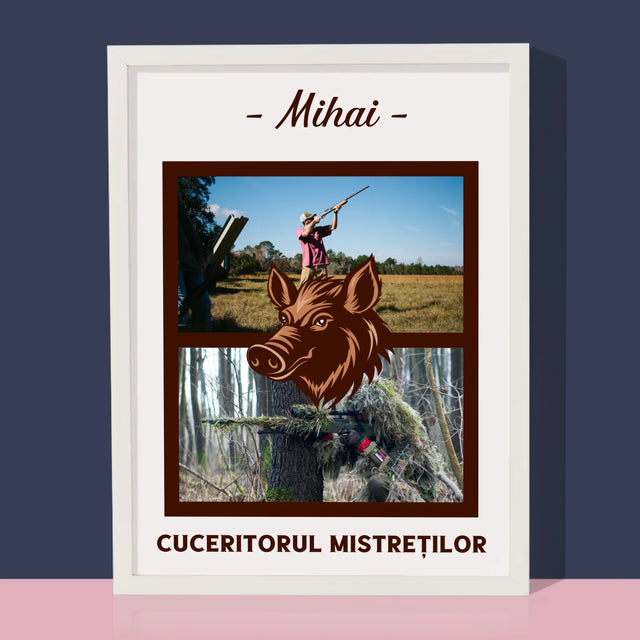 Colaj De Fotografii: Cuceritorul Mistreților - Imprimare Cu Ramă 30X40 (Verticală)