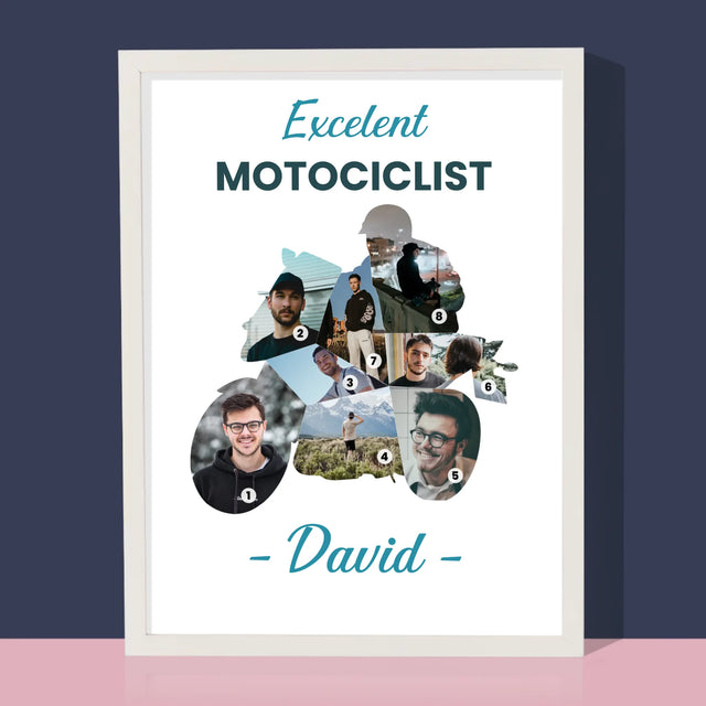 Formă Din Fotografii: Motociclist Excelent - Imprimare Cu Ramă 30X40 (Verticală)
