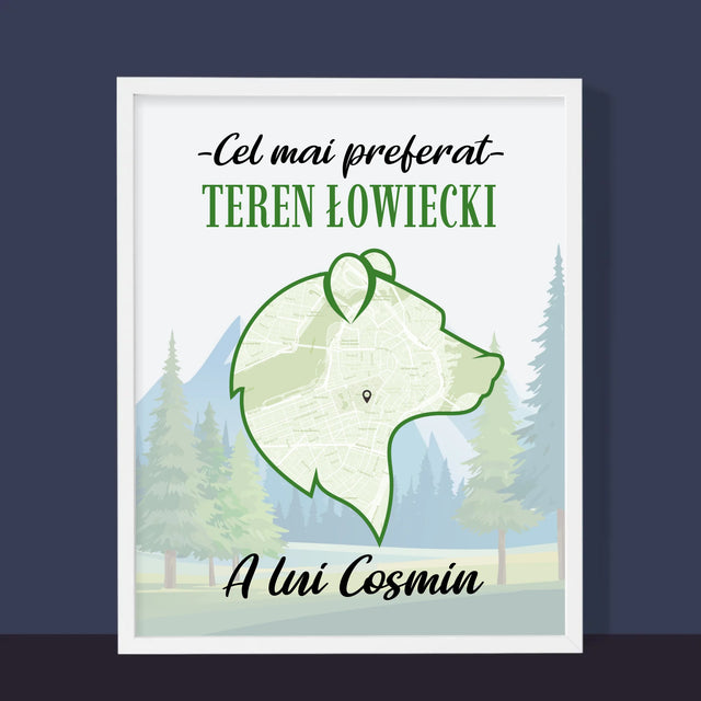 Harta Oraș: Cel Mai Preferat Loc De Vînătoare - Imprimare Cu Ramă 30X40 (Verticală)