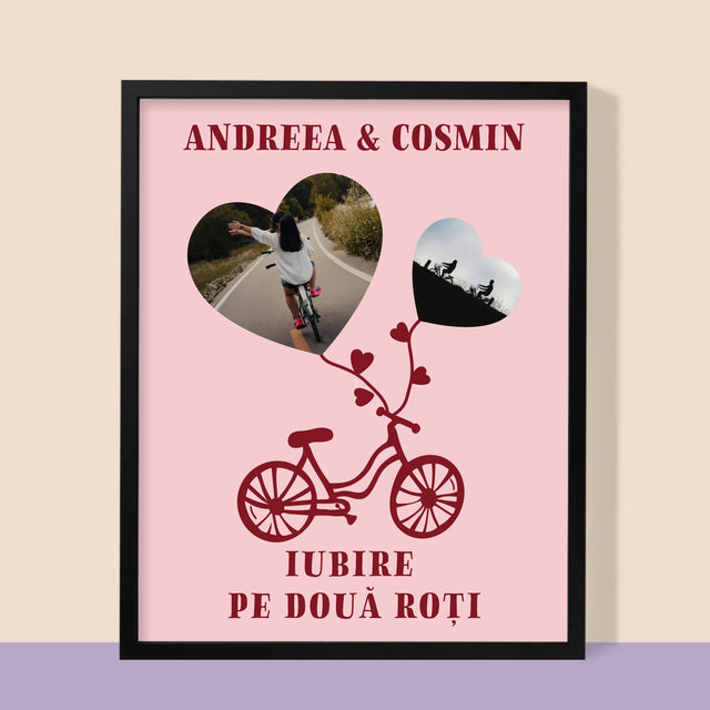 Colaj De Fotografii: Iubire Pe Două Roți - Imprimare Cu Ramă 30X40 (Verticală)