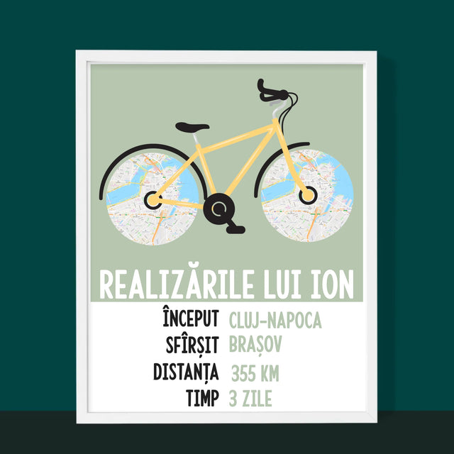 Harta Oraș: Realizările Biciclistului - Imprimare Cu Ramă 30X40 (Verticală)