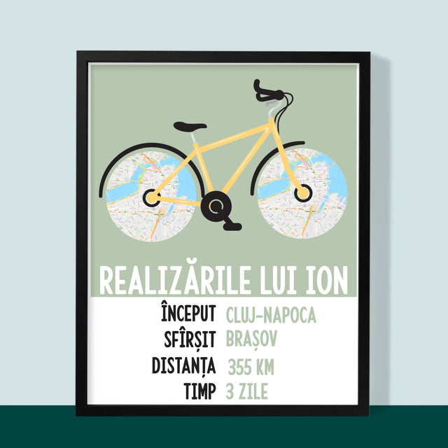 Harta Oraș: Realizările Biciclistului - Imprimare Cu Ramă 30X40 (Verticală)