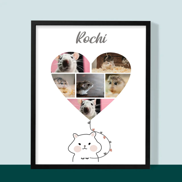 Colaj De Fotografii: Hamster - Imprimare Cu Ramă 30X40 (Verticală)