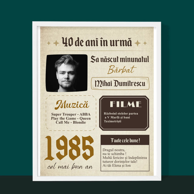 Copertă Derevistă: 40 De Ani În Urmă - Imprimare Cu Ramă 30X40 (Verticală)