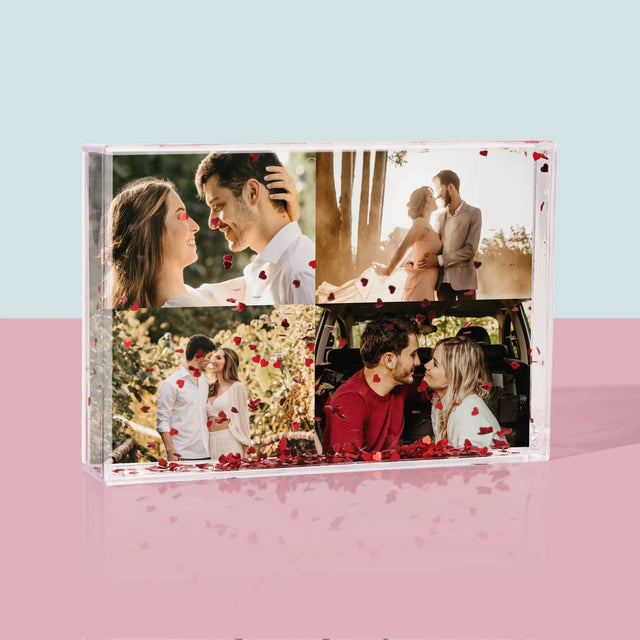 Colaj De Fotografii: 4 Fotografii - Ramă De Sticlă Cu Apă Pentru Fotografii