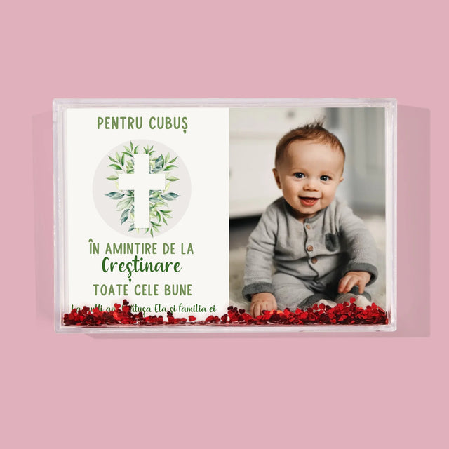 Fotografie Si Semnătură: Sfântul Botez Frunze - Ramă De Sticlă Cu Apă Pentru Fotografii