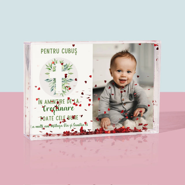 Fotografie Si Semnătură: Sfântul Botez Frunze - Ramă De Sticlă Cu Apă Pentru Fotografii