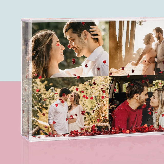 Colaj De Fotografii: 4 Fotografii - Ramă De Sticlă Cu Apă Pentru Fotografii