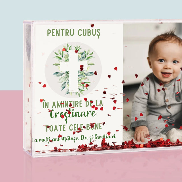 Fotografie Si Semnătură: Sfântul Botez Frunze - Ramă De Sticlă Cu Apă Pentru Fotografii