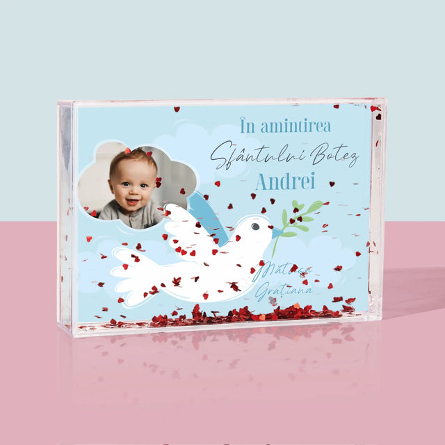 Fotografie Si Semnătură: În Amintirea Sfântului Botez Porumbei - Ramă De Sticlă Cu Apă Pentru Fotografii