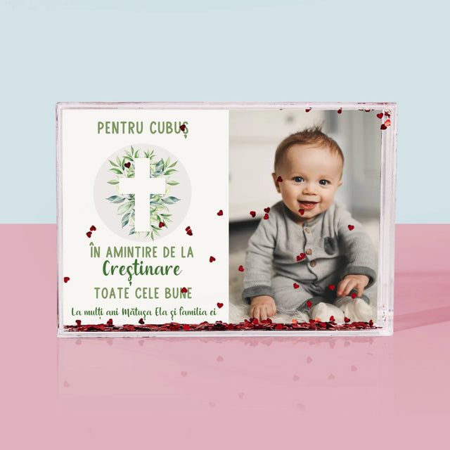 Fotografie Si Semnătură: Sfântul Botez Frunze - Ramă De Sticlă Cu Apă Pentru Fotografii