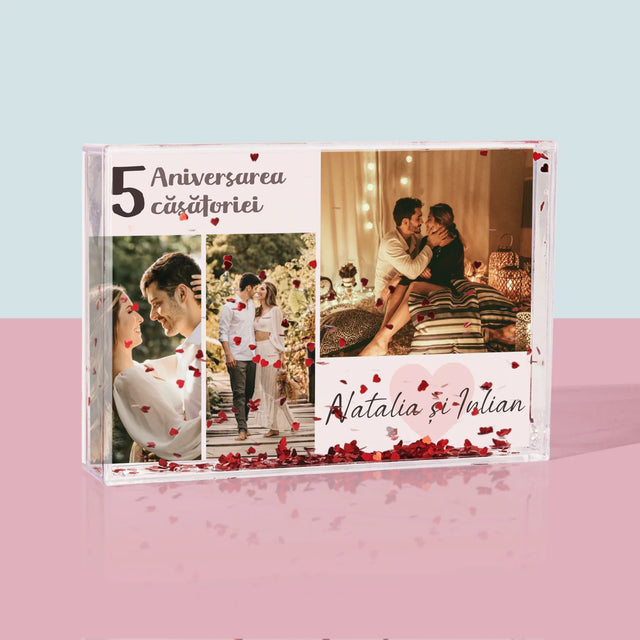 Colaj De Fotografii: A 5-A Aniversare A Nunții - Ramă De Sticlă Cu Apă Pentru Fotografii